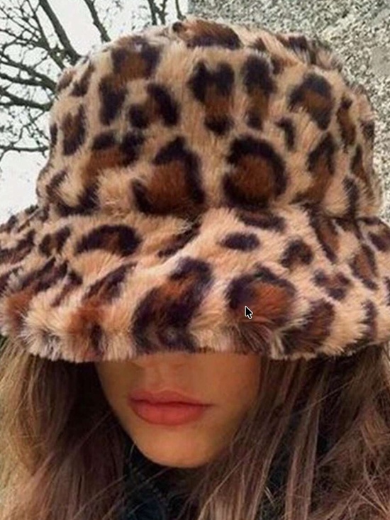 Classic Vegan Fur Leopard Print Bucket Hat main image 4